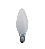 Matte white LED candle bulb with E14 base made of glass for energy-saving lighting