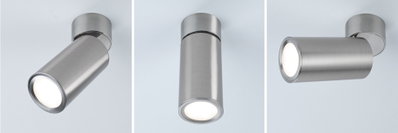 Moderne LED-loftspot i børstet rustfrit stål sølv til justerbar belysning.