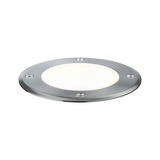 Ronde LED inbouwlamp van geborsteld roestvrij staal met witte diffuser voor buitenverlichting