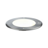 Rundes LED-Einbauleuchte aus gebürstetem Edelstahl mit weißem Diffusor für Außenbeleuchtung