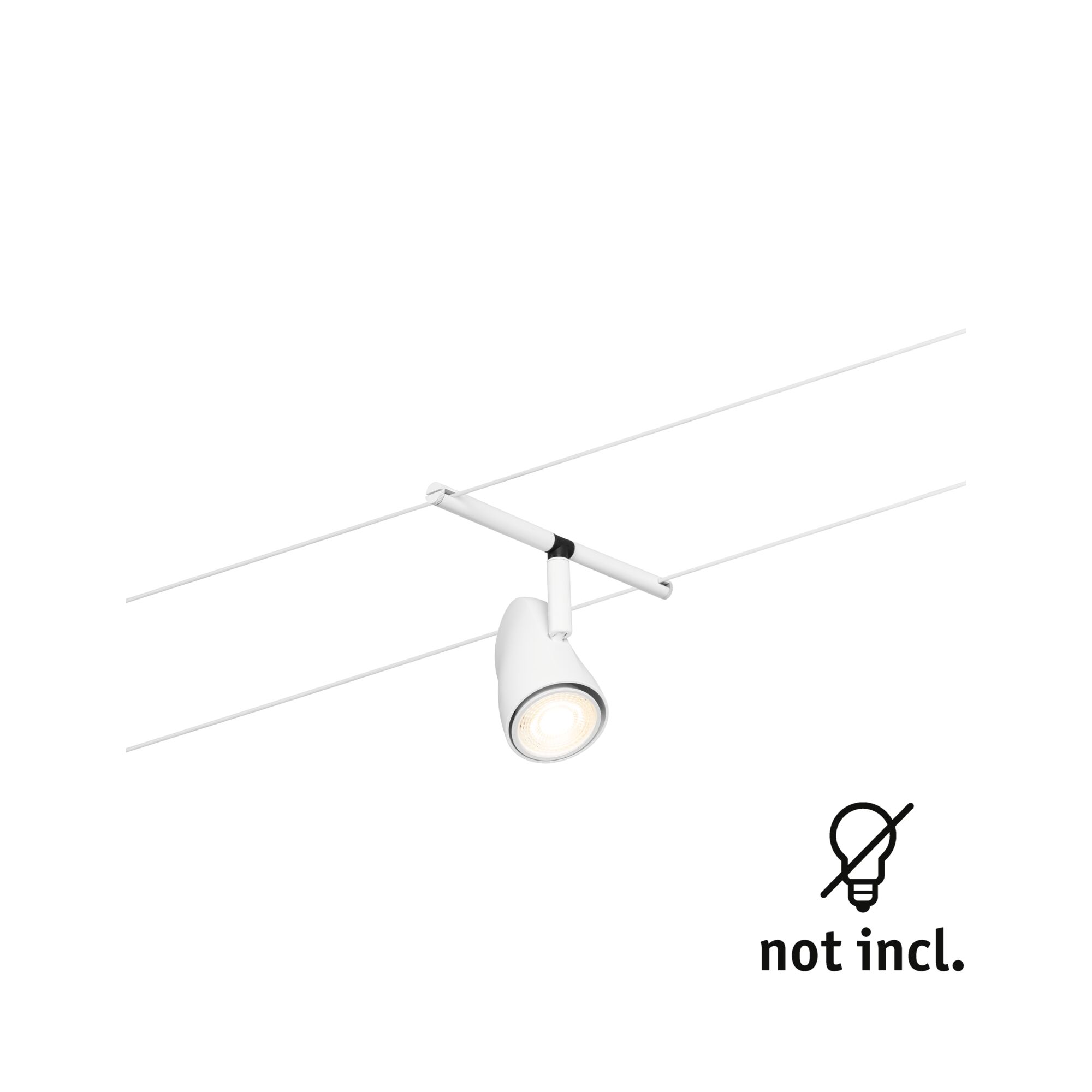Moderner weißer LED-Seilstrahler aus Metall mit verstellbarem Spotkopf ohne Leuchtmittel