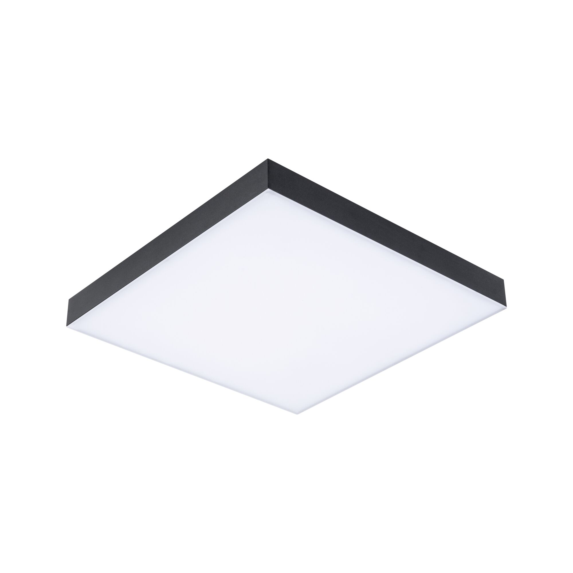 Square LED ceiling light with black frame and white diffuser for modern room lighting