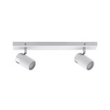 Spot de plafond blanc moderne avec deux têtes réglables en métal pour éclairage d'accentuation