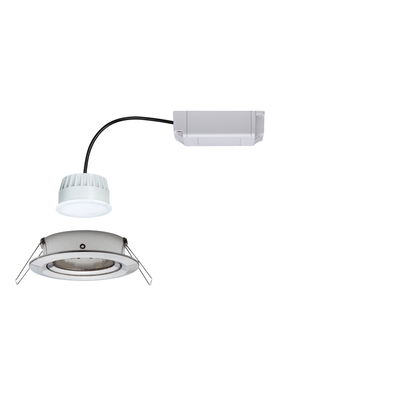 White LED recessed spotlight set with driver and metal frame for energy-efficient lighting