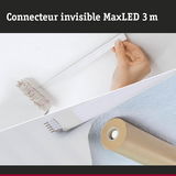 Connecteur invisible MaxLED 3 m blanc pour bandes LED, installation murale et plafond