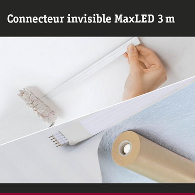 Connecteur invisible MaxLED 3 m blanc pour bandes LED, installation murale et plafond