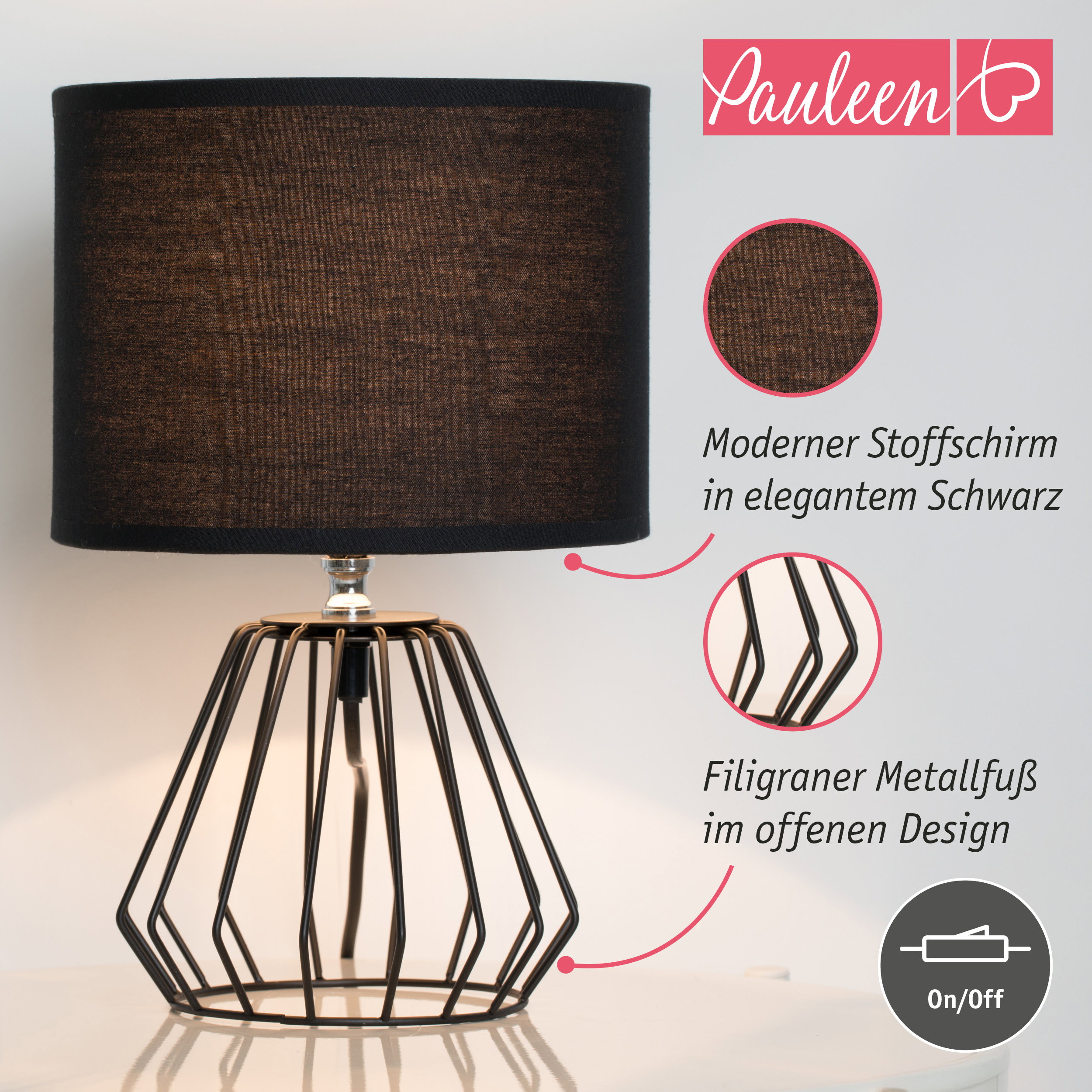 Paulmann Pauleen Tischleuchte Shiny Diamond E27 max. 20W Schwarz