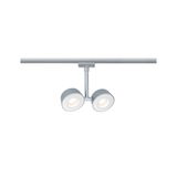 Moderner zweiflammiger LED-Schienenstrahler in Silber aus Metall für flexible Raumbeleuchtung