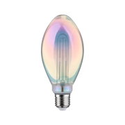 Gloeilamp met iriserend glas en zichtbaar filament, E27-fitting, decoratieve LED-lamp