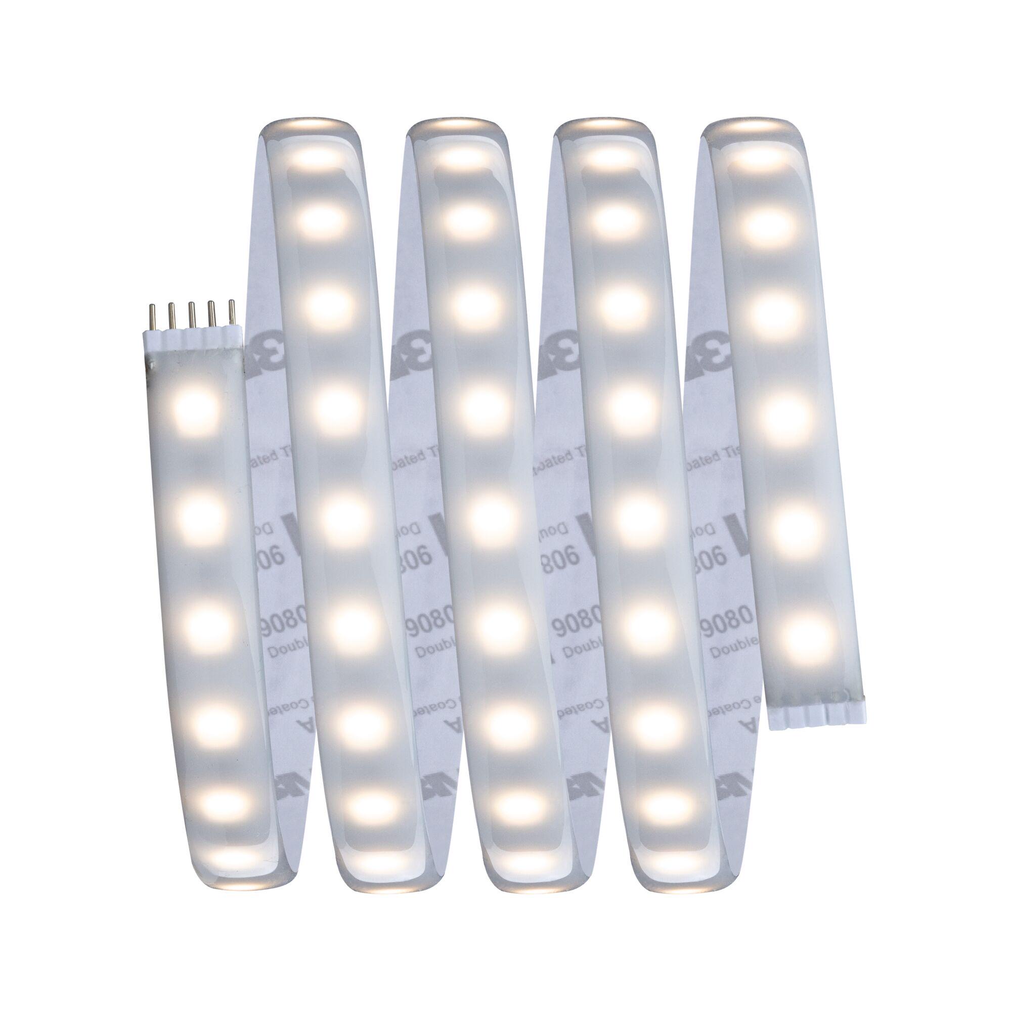 Flexible LED strip light with warm white LEDs and white silicone cover for decorative lighting