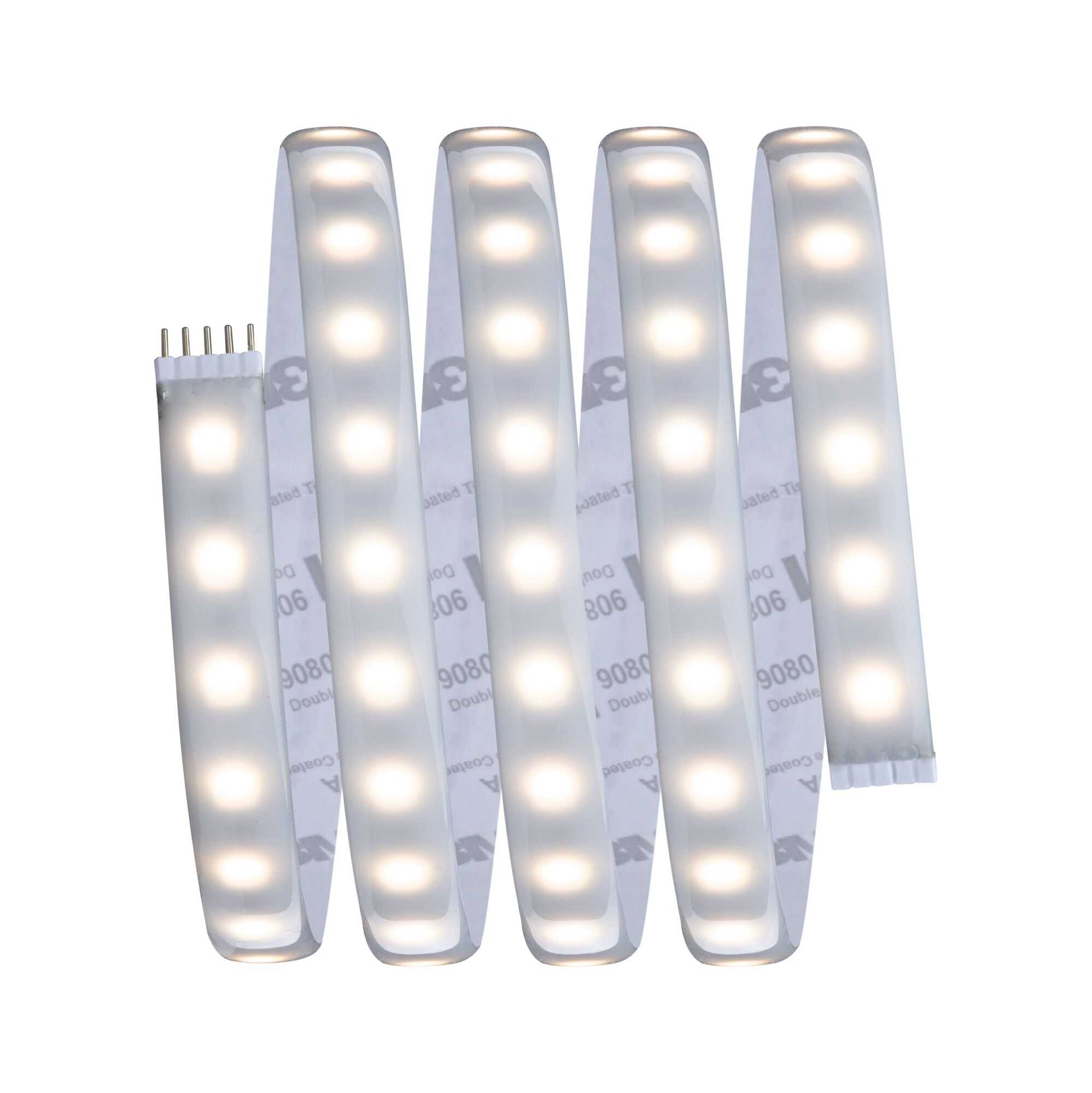 Flexibler LED-Lichtstreifen mit warmweißen Leuchtdioden und weißem Silikonmantel für dekorative Beleuchtung
