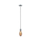 Hanglamp met bruine lamp en zilveren metalen fitting, geschikt voor moderne woonverlichting