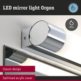 LED mirror light Orgon with satinised acrylic cover and classic chrome design for bathroom lighting