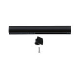 Schwarze Aluminium-Schiene mit passendem Endstück und Schraube für LED-Schienensysteme.