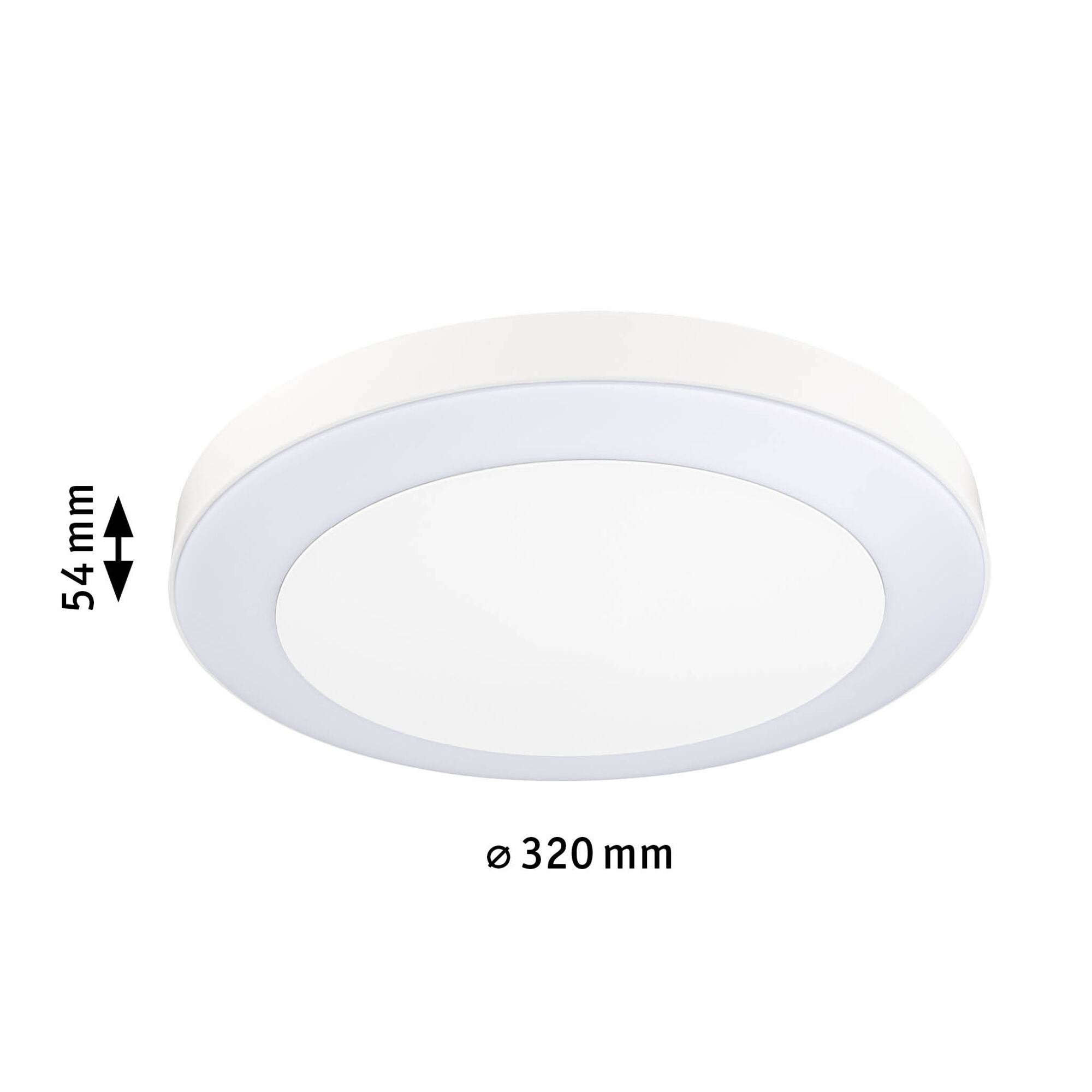Ronde witte LED-plafondlamp van kunststof met 320 mm diameter en 54 mm hoogte