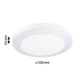 Plafonnier LED rond blanc en plastique de 320 mm de diamètre et 54 mm de hauteur