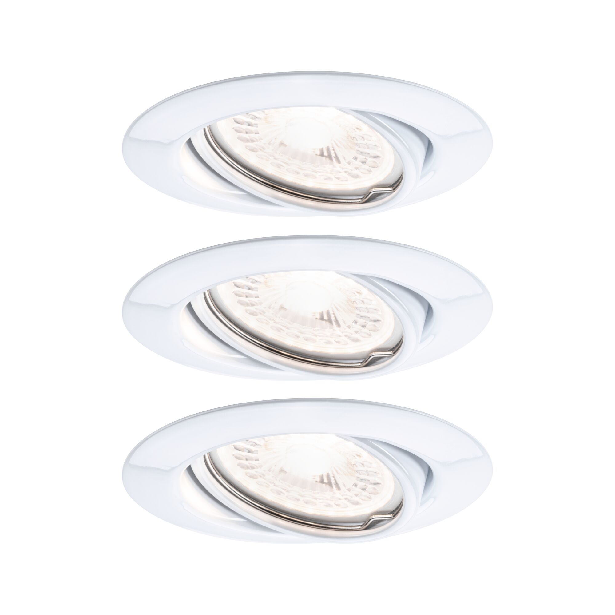 LED-inbouwlamp 3-Step-Dim Base Basisset zwenkbaar rond 90mm 20° GU10 3x5W 3x350lm 230V dimbaar 3000K Wit Drie witte metalen inbouwspots met verstelbare LED-lampen voor moderne verlichting