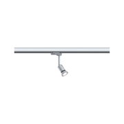 Modern silver metal LED spotlight on track system for flexible lighting solutions