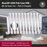 Bande LED MaxLED 1000 Full-Line COB 3m blanche avec alimentation, idéale pour profils fins