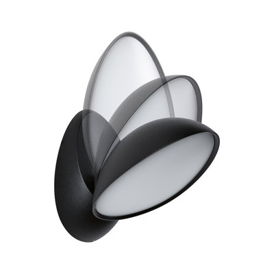Schwarze LED-Wandleuchte mit verstellbarem, weißem Diffusor aus Kunststoff für flexible Beleuchtung