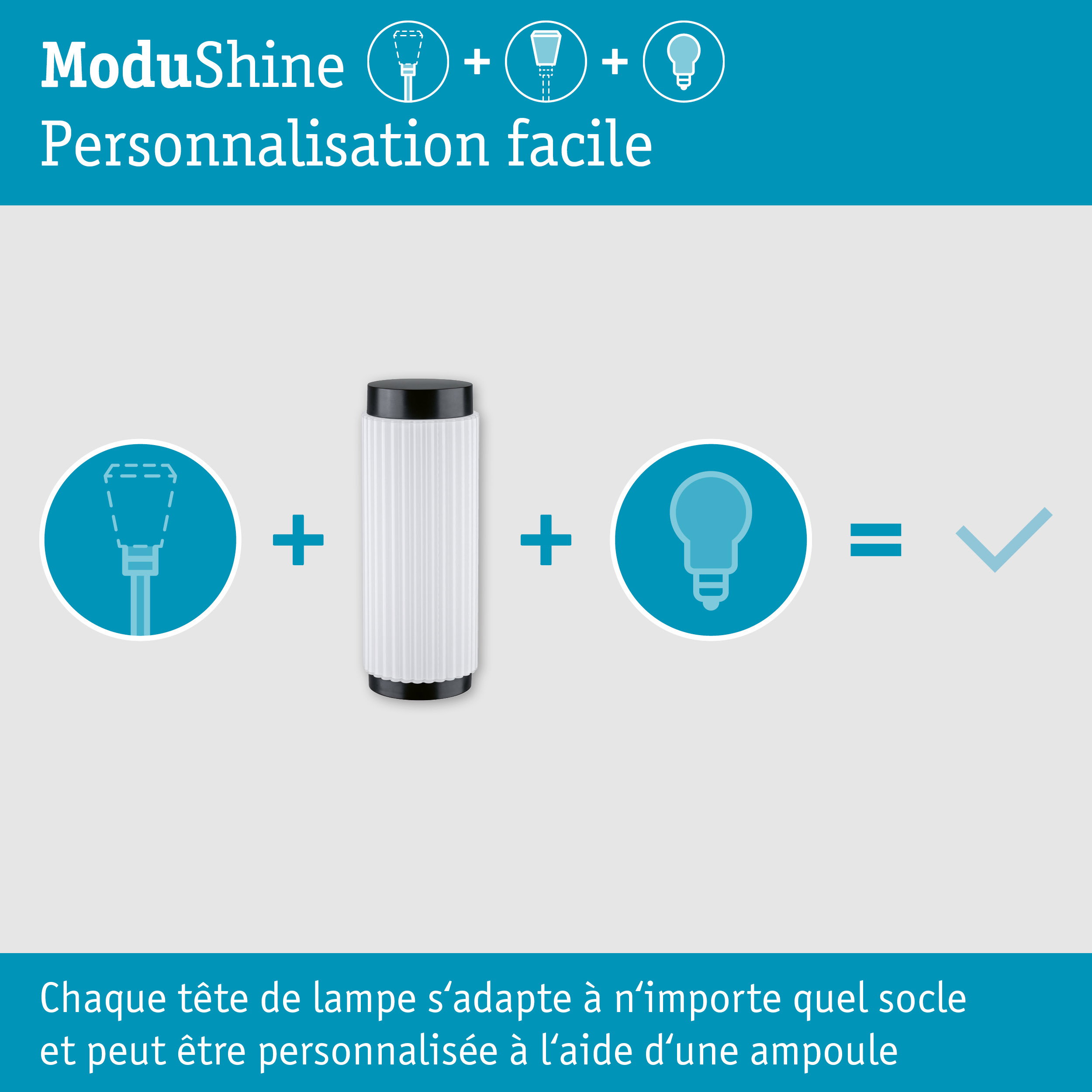 ModuShine Abat-jour Zerava IP44 cylindrique Anthracite/Clair