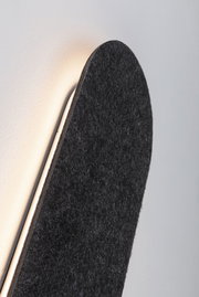 Applique murale en feutre noir avec lumière LED blanc chaud pour éclairage intérieur moderne