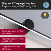 Filigrane zwarte LED-spiegellamp Sava met warm wit licht en hoge kleurweergave-index voor badkamerverlichting