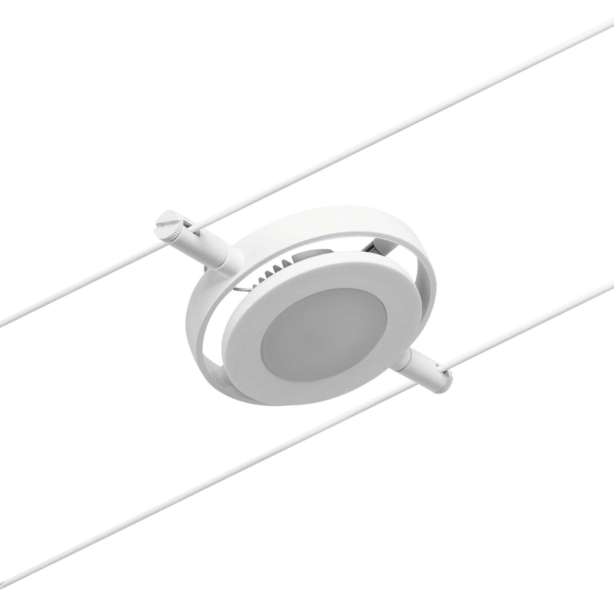 Weißer LED-Seilstrahler aus Metall mit rundem Design für flexible Beleuchtung im Innenbereich