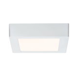 Square white LED ceiling light made of plastic with warm white light for living spaces