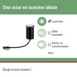 Luminaire LED encastré noir avec câble pour solutions d’éclairage intérieur flexibles et installation simple