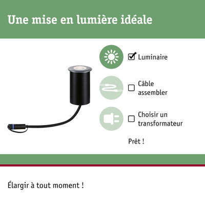 Luminaire LED encastré noir avec câble pour solutions d’éclairage intérieur flexibles et installation simple
