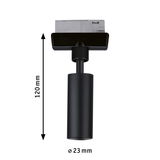 Black metal LED spotlight 120 mm long and 23 mm diameter for track lighting systems
