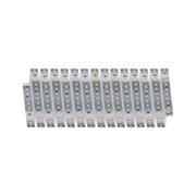 Flexibler LED-Lichtstreifen mit warmweißen LEDs auf silberner Platine für vielseitige Beleuchtung.