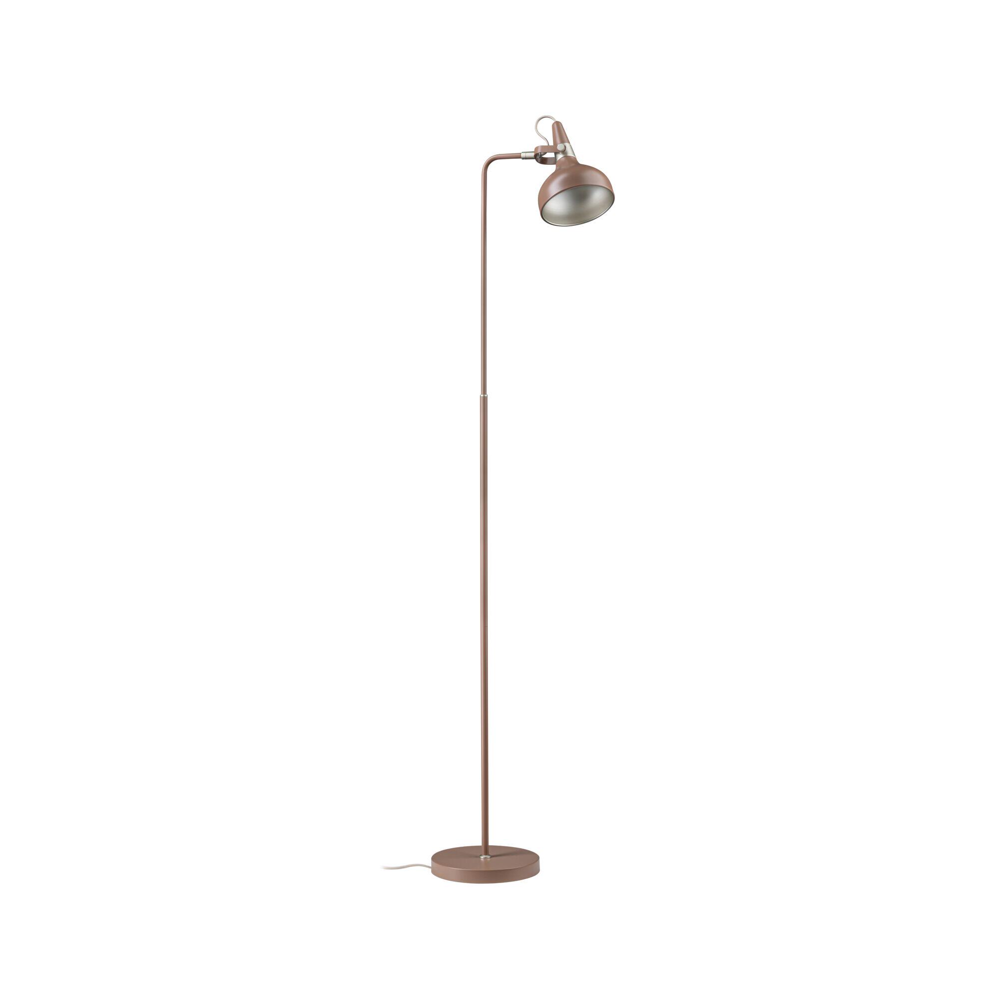 Stojąca lampa do czytania z brązowego metalu z regulowanym kloszem i okrągłą podstawą