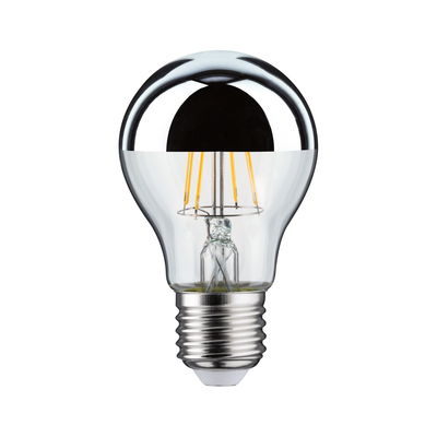 Ampoule LED avec verre mi-miroir et culot E27, éclairage économique en argent et transparent
