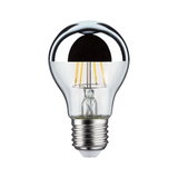 Ampoule LED avec verre mi-miroir et culot E27, éclairage économique en argent et transparent