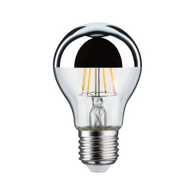 LED-Glühbirne mit halbverspiegeltem Glas und E27-Fassung, energiesparende Leuchte in Silber und Transparent
