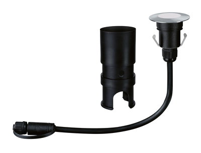 Schwarzes LED-Einbauleuchten-Kabel mit Metallring und Kunststoffhalterung für Außenbeleuchtung