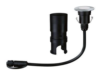 Schwarzes LED-Einbauleuchten-Kabel mit Metallring und Kunststoffhalterung für Außenbeleuchtung