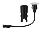 Schwarzes LED-Einbauleuchten-Kabel mit Metallring und Kunststoffhalterung für Außenbeleuchtung