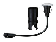 Sort LED-indbygningskabel med metalramme og plastikhus til udendørsbelysning