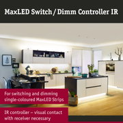 Modern kitchen featuring MaxLED Switch Dimm Controller IR for switching and dimming LED strips