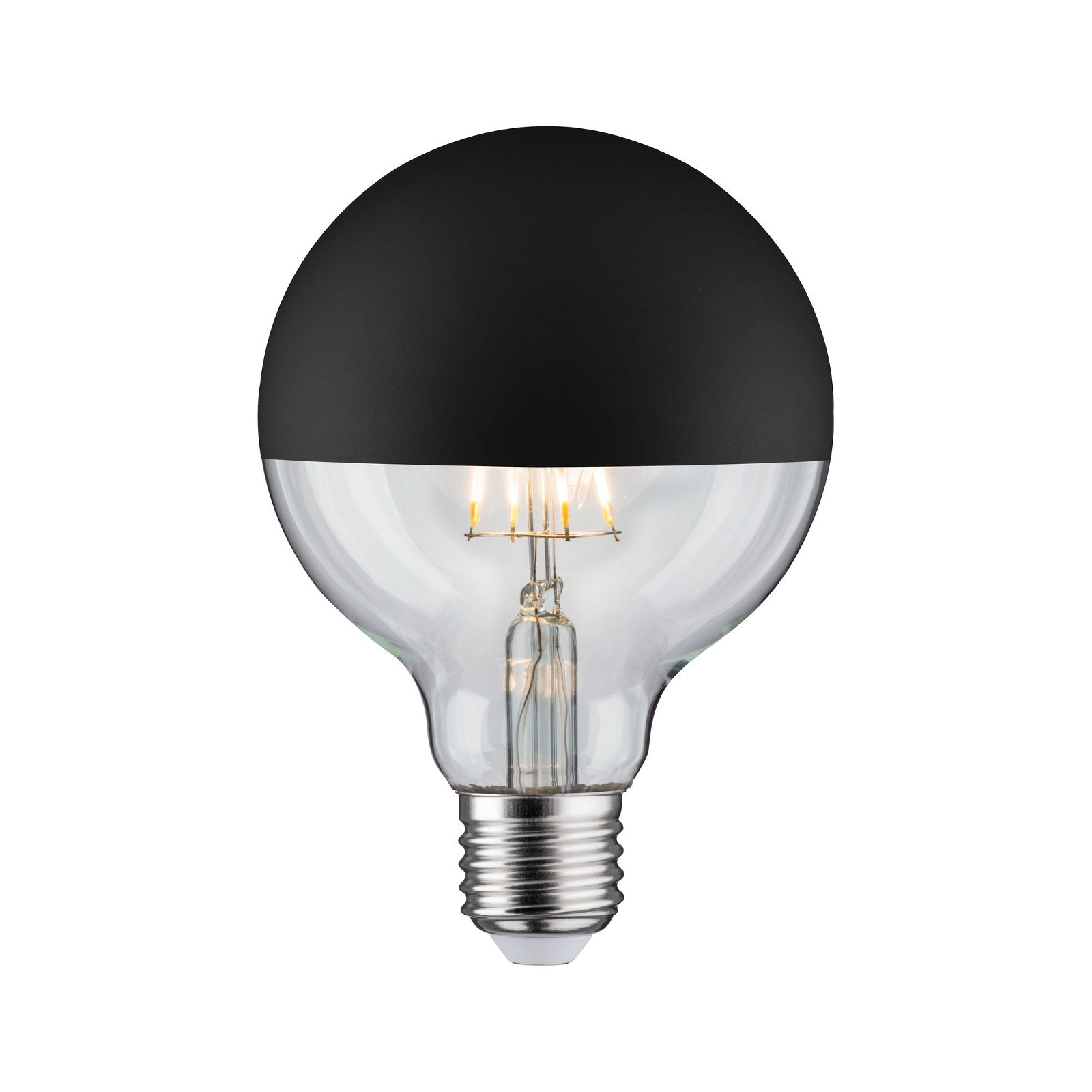 LED Globe 95 Kopfspiegel Schwarz matt 5W E27 Warmweiß dimmbar