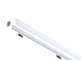 Weißes LED-Aluminiumprofil mit milchigem Kunststoffdiffusor und Montageclips für LED-Streifenbeleuchtung