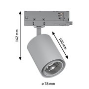 Grauer LED-Strahler aus Metall mit 142 mm Höhe und 78 mm Durchmesser für moderne Innenbeleuchtung