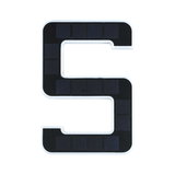 Solcelledrevet husnummer 5 med sort solpanel og hvid ramme til udendørs belysning