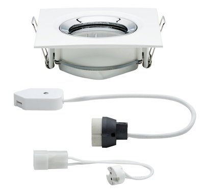 Witte vierkante metalen inbouwspot met aansluitkabels voor LED-verlichting