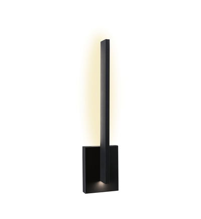 Schwarze LED-Wandleuchte aus Metall mit schlankem Design und warmweißem Licht für moderne Innenräume