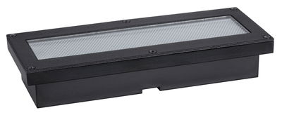 Rectangular black metal LED recessed light with glass cover for outdoor lighting
