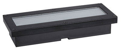 Rektangulært sort LED-indbygningslys i metal med glasdæksel til udendørsbelysning